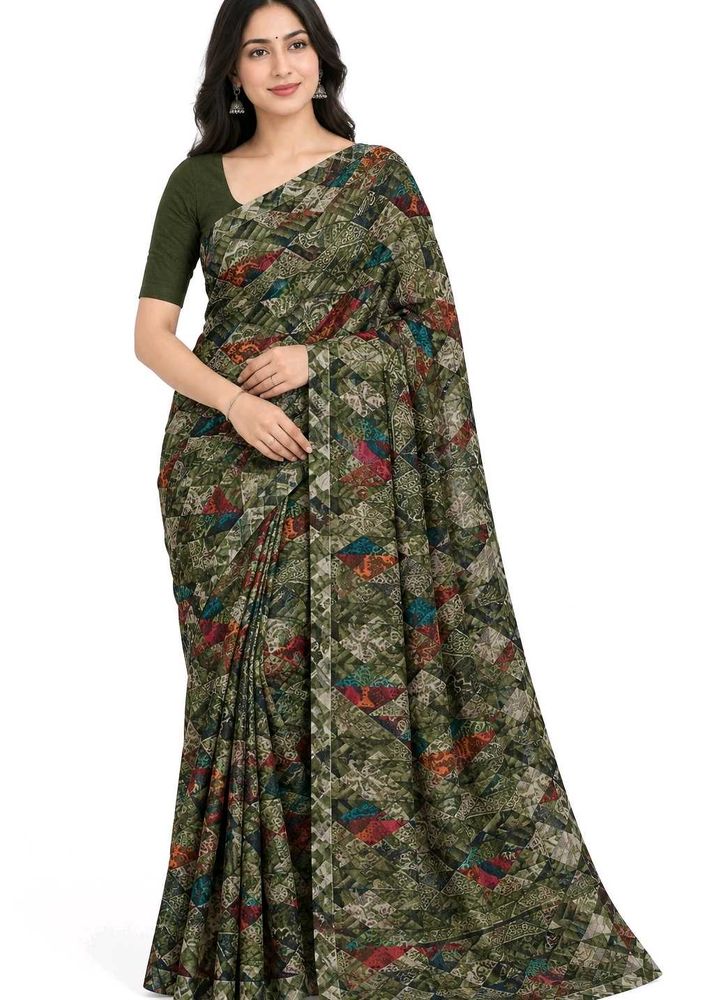 Elegant Geometric Print Saree