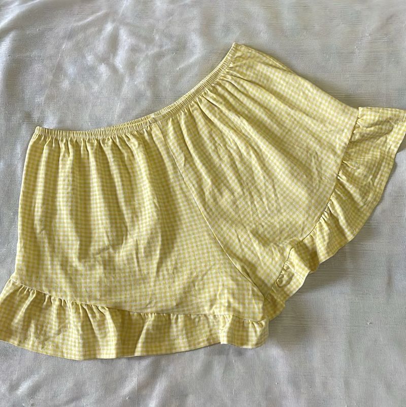 butteryellow soft Cute Gingham Mini shorts