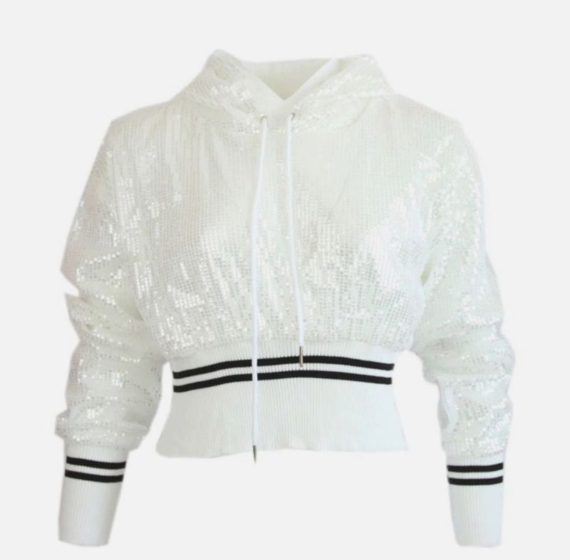Sparkling Sequin Cropped Hoodie