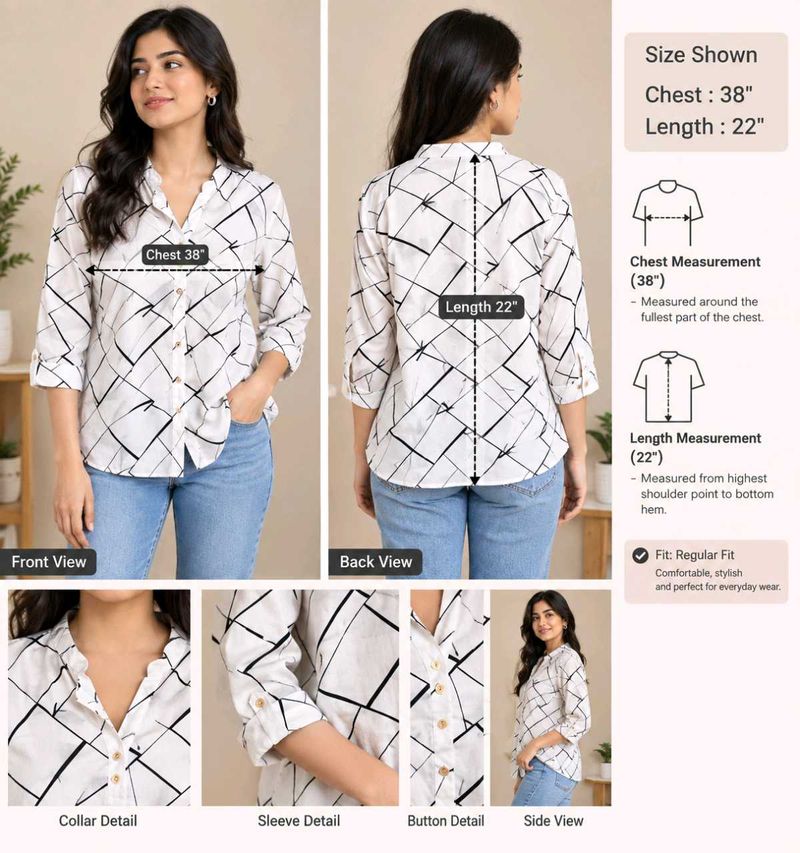 Stylish White Geometric Print Shirt