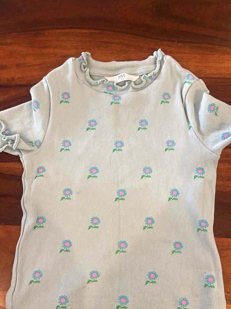 Light Blue Floral Print Top