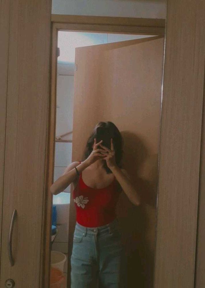 Chic Red Floral Camisole Top