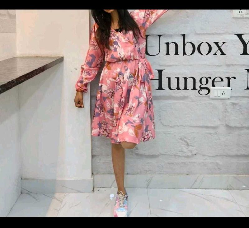 Sale !!!Korean Floral Wrap Dress