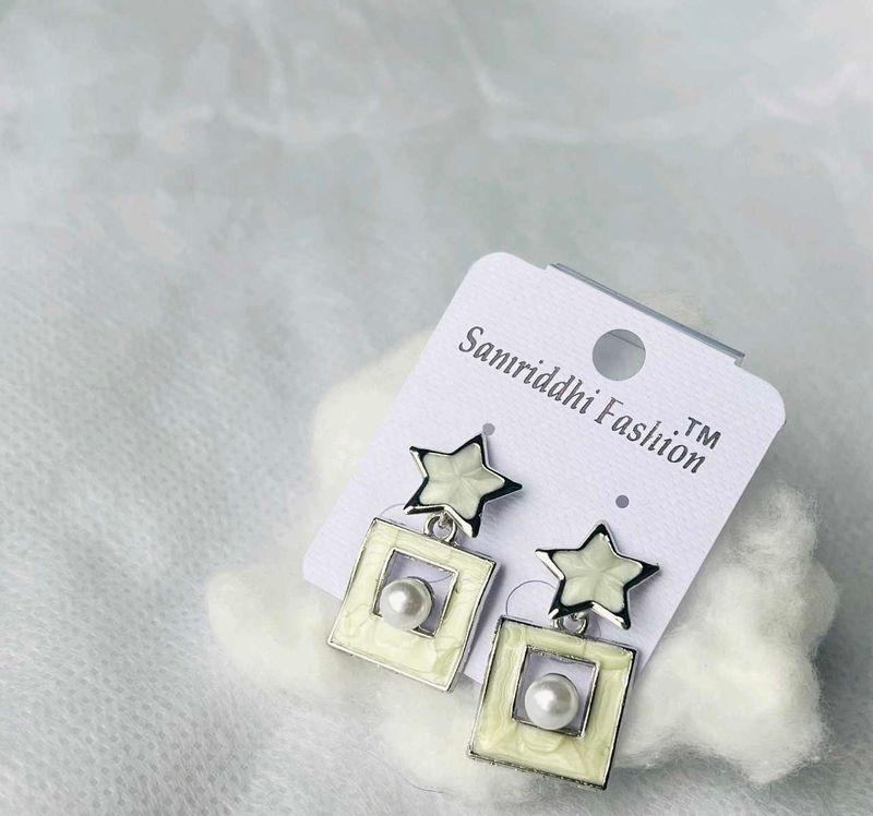 Star &amp; Pearl Drop Earrings