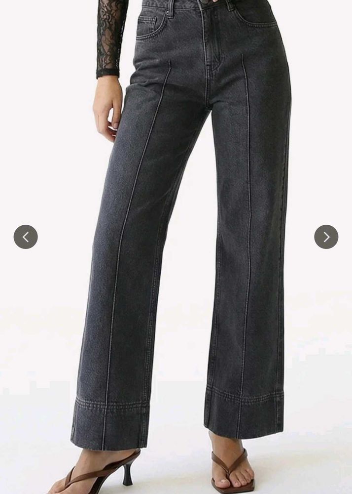 Chic Grey Wide-Leg Jeans | baggy jean