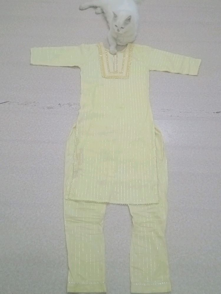 Lemon Yellow 💛 Kurti And Pant
