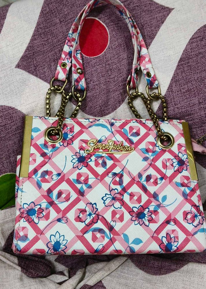 Chic Floral Handbag with Chain Straps