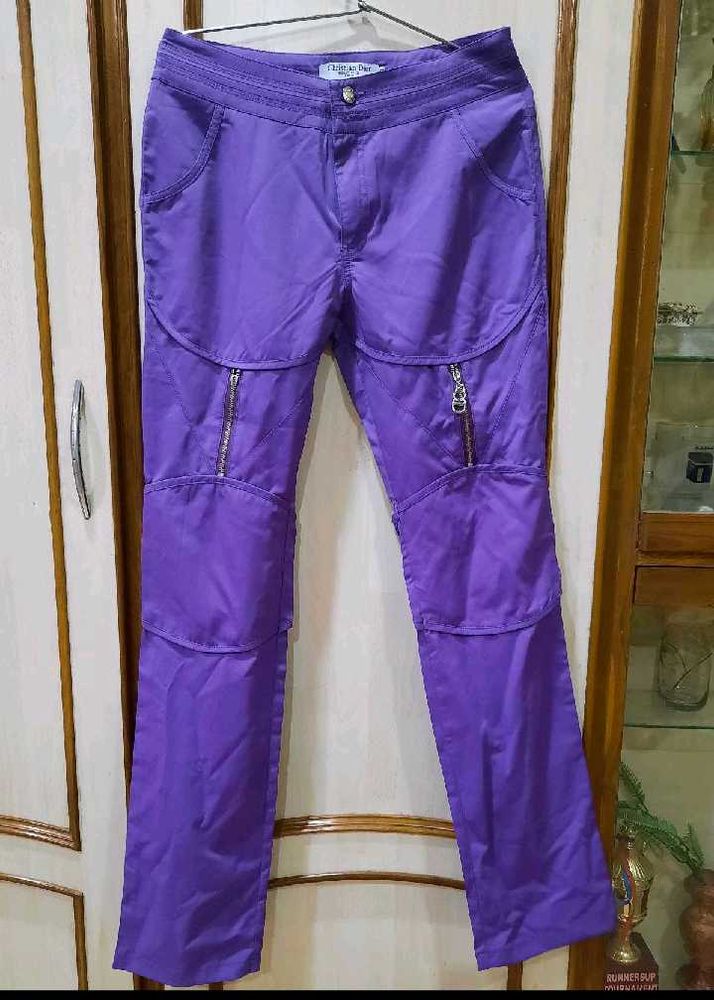 Vibrant Purple Zipped Pants