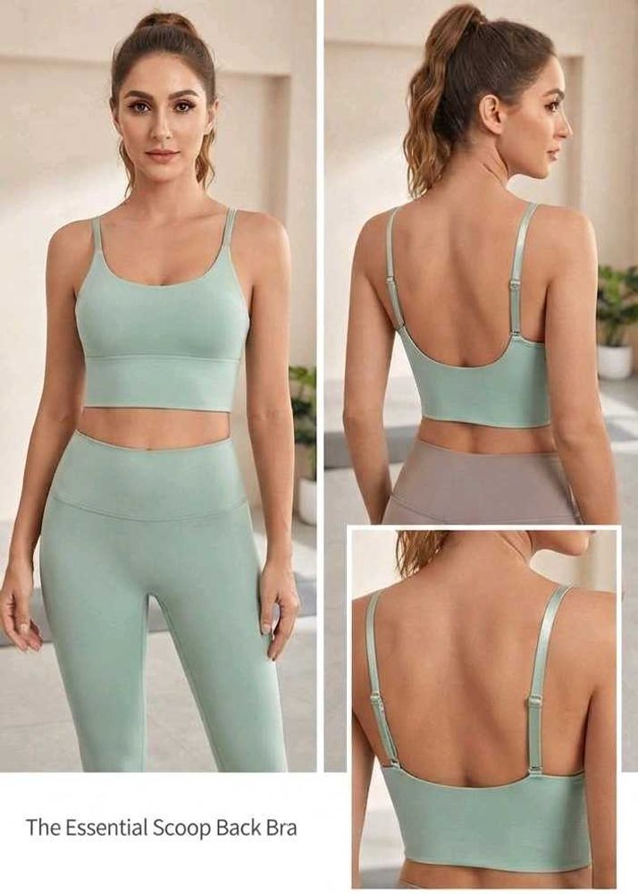 Mint Green Scoop Back Sports Bra