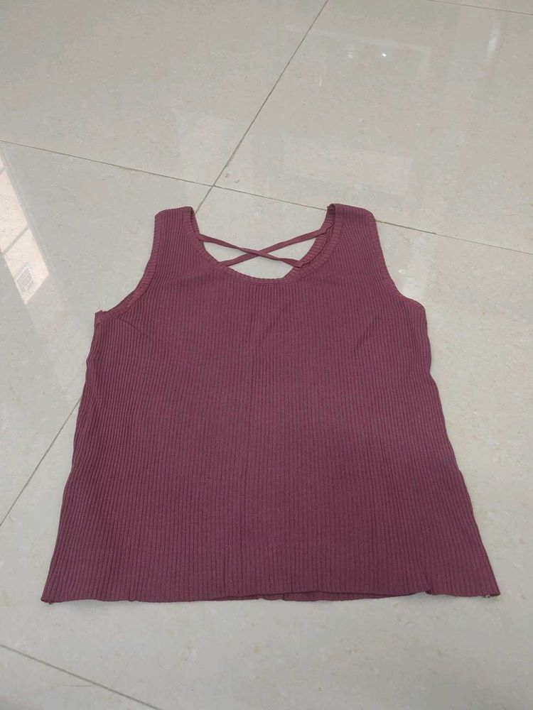 Ribbed Tank Top with Criss-Cross Back