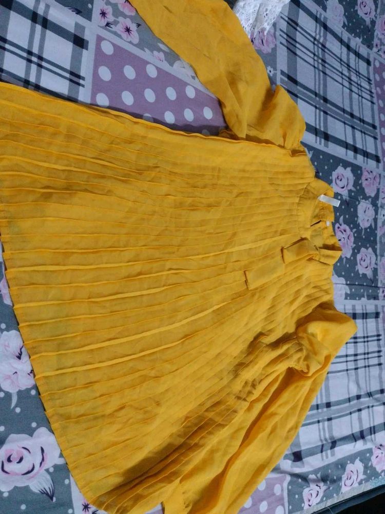 Vibrant Yellow Pleated top
