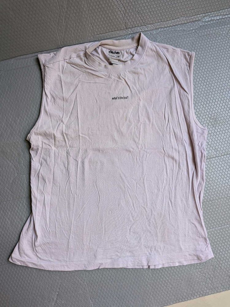 Sleeveless Mock Neck Graphic T-Shirt