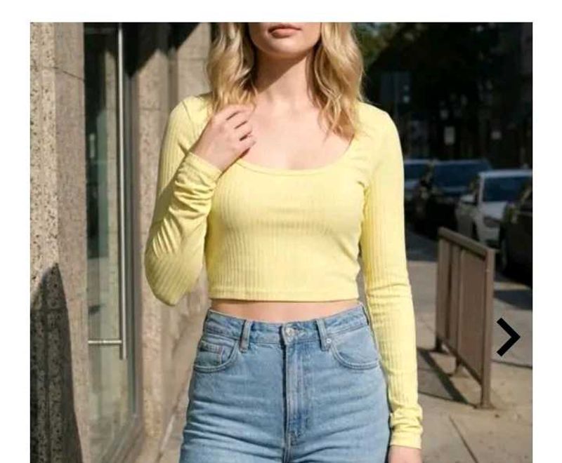 Shein Full Sleeve square neck yellow top