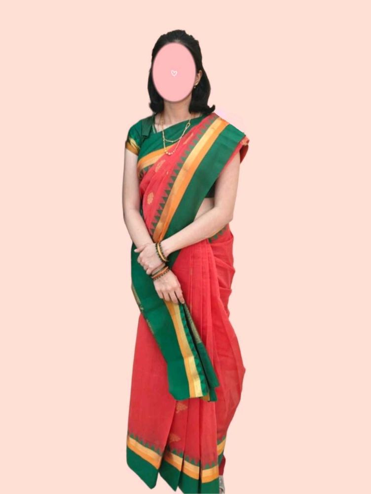 Simple Traditional Temple Border Silk Cotton Saree