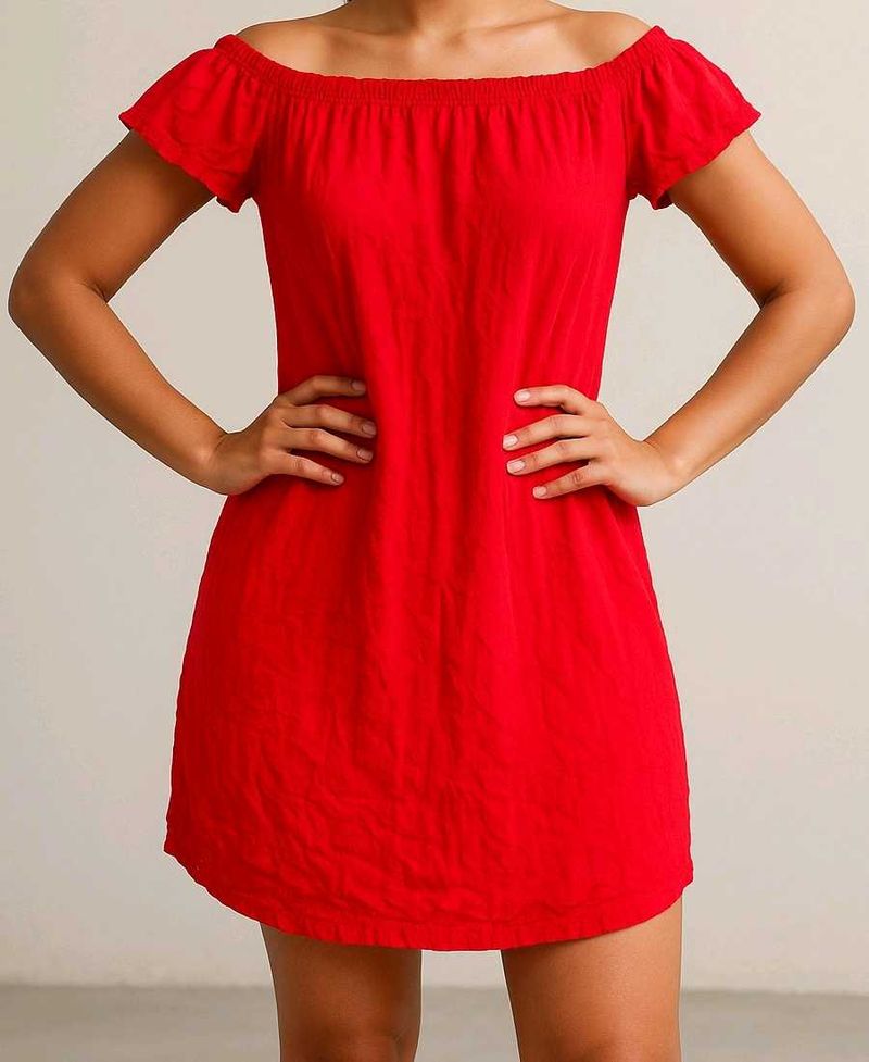 Red Off-Shoulder Mini Dress