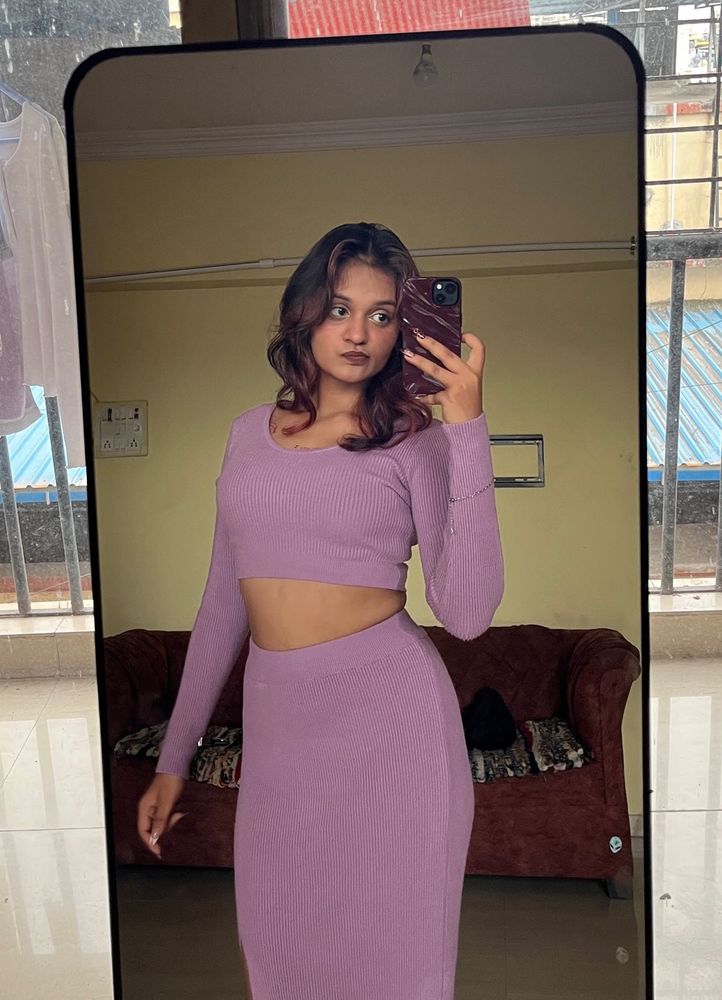 lavender ribbed co ord set