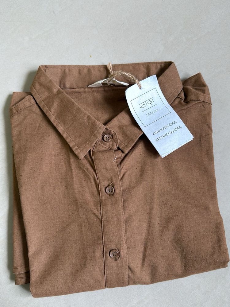 Pure Linen Brown Shirt for women