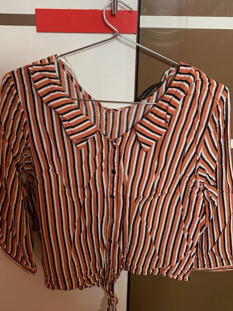 Striped Tie-Front Blouse