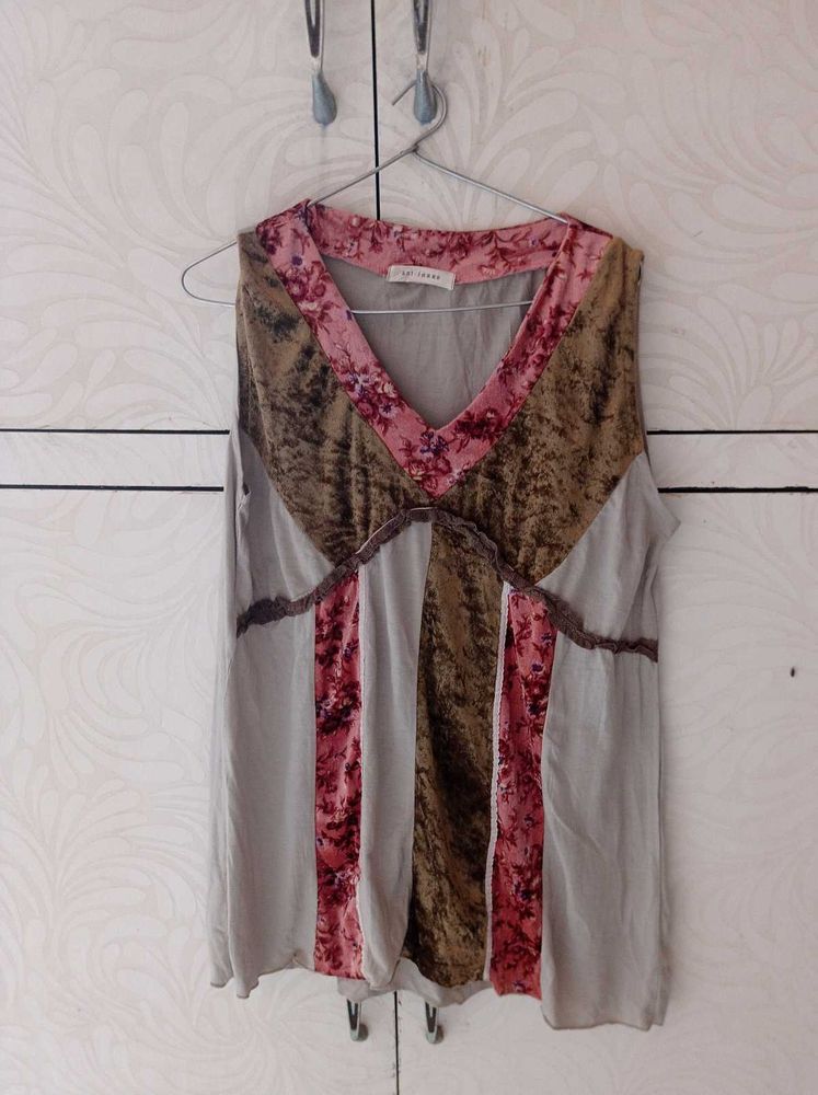 Boho Patchwork V-Neck Sleeveless Top