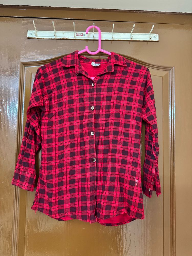 Red Plaid Long Sleeve Shirt
