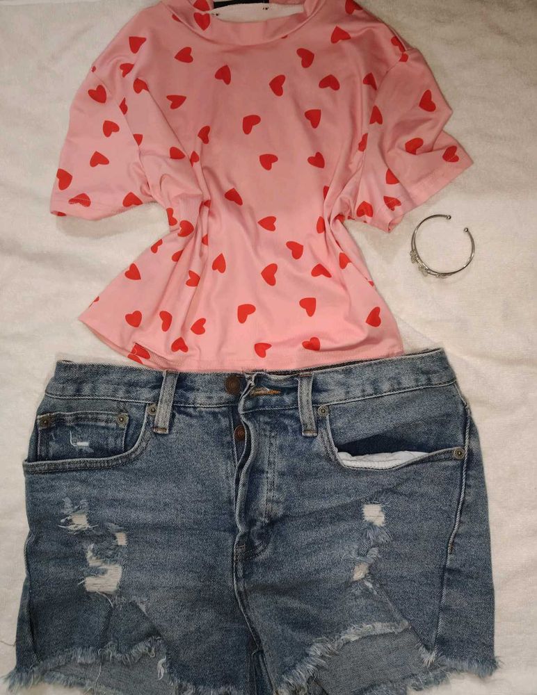 Fitted Heart Top +crop Jean +one Accessories