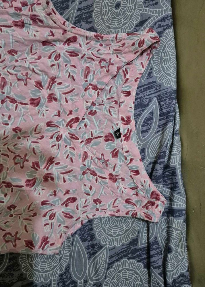 Floral Print Pink Kurta