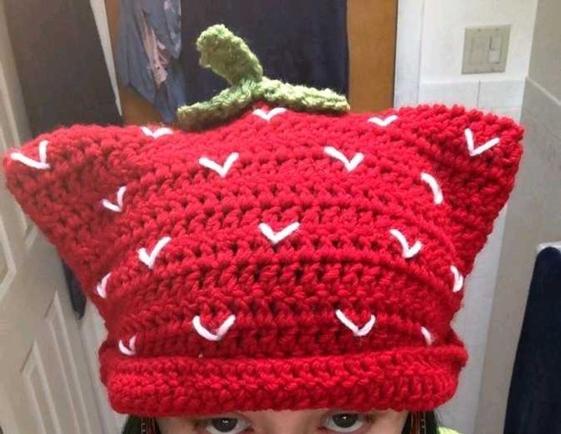 Crocheted Strawberry Hat