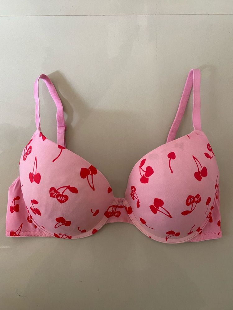 Pink Cherry Print Bra