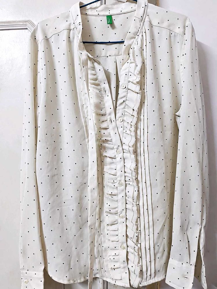 United Colors of Benetton Chic Polka Dot RuffleTop