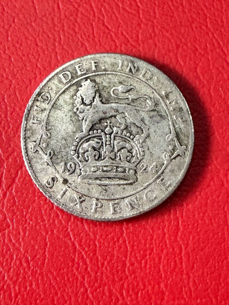 1924 British silver sixpence King George