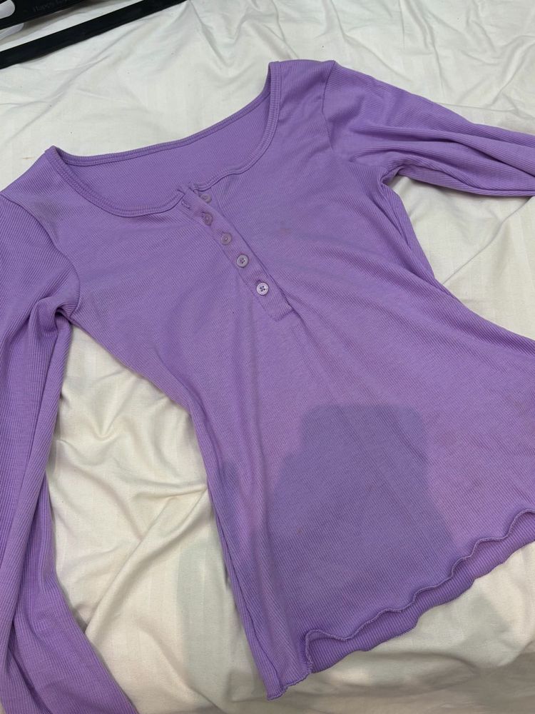 Purple Long Sleeve Henley Top