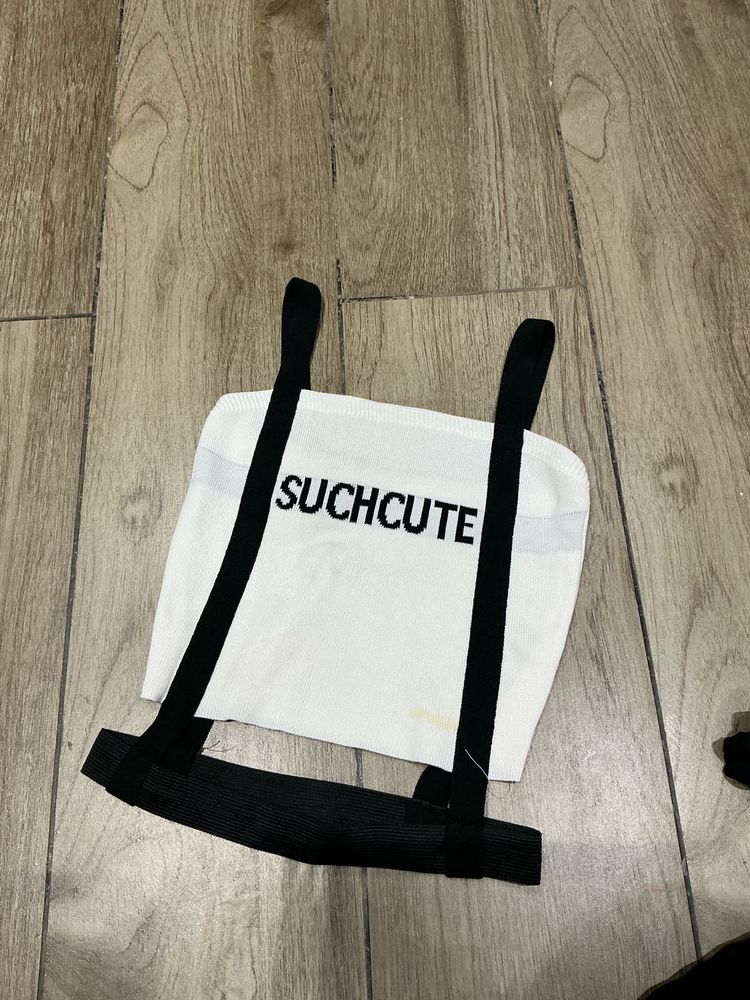 White "SUCH CUTE" Crop Top
