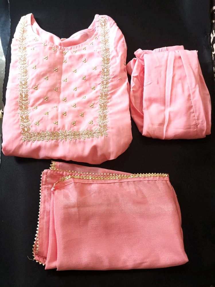 Pink Embroidered Salwar Kameez Set