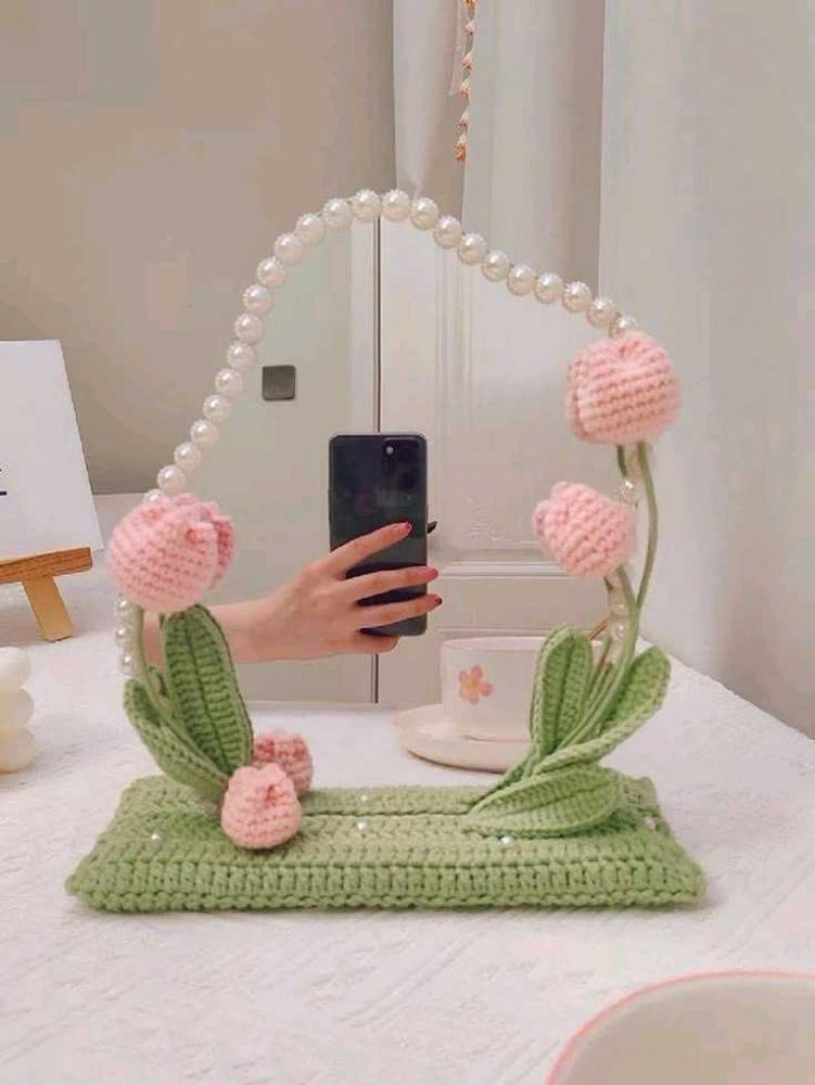 Crocheted Tulip Mirror