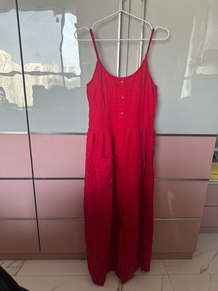 Vibrant Red Spaghetti Strap Dress