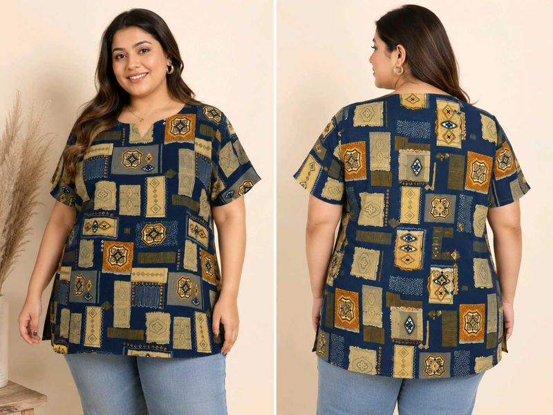 🔥 MEGA SALE OFFER 🔥 Patchwork Print Tunic Top
