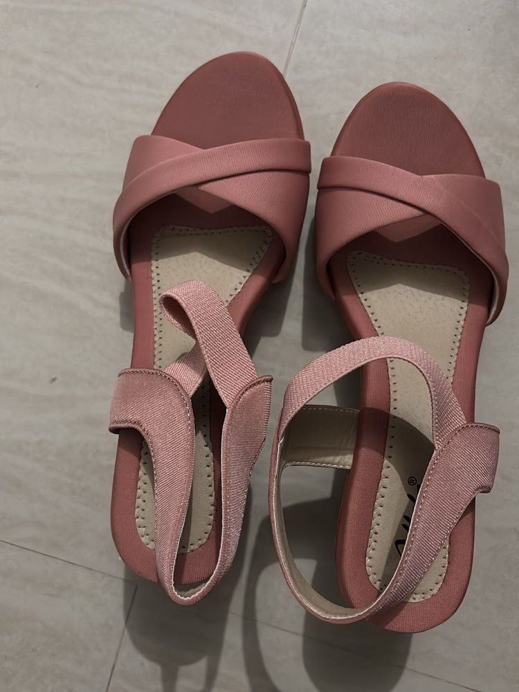 Pink Heeled Sandals - Size 7