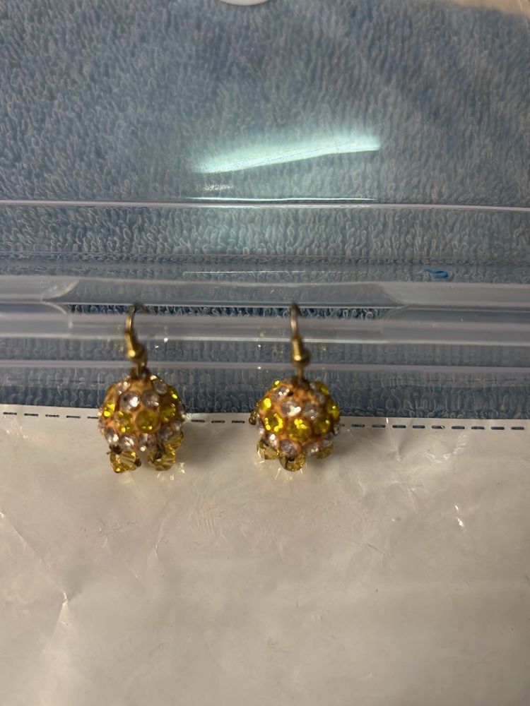 Sparkling   cute yellow Ball Drop Earrings