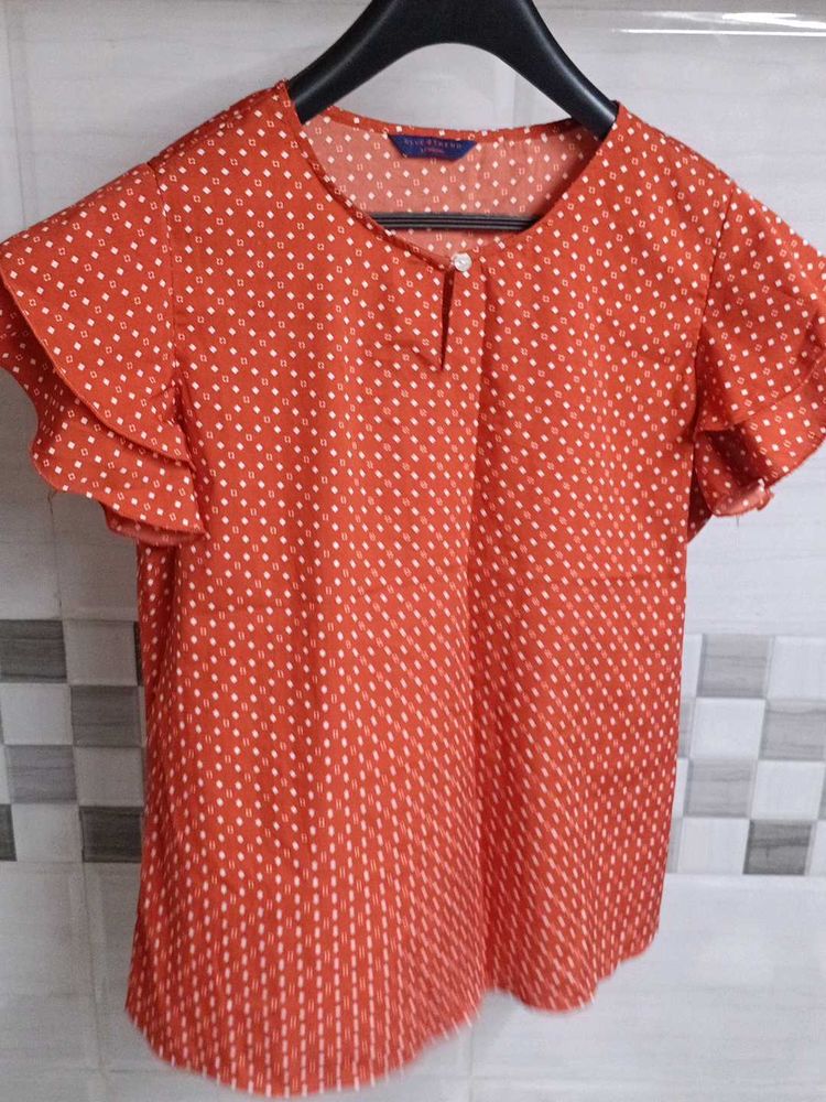 Chic Orange Polka Dot Top