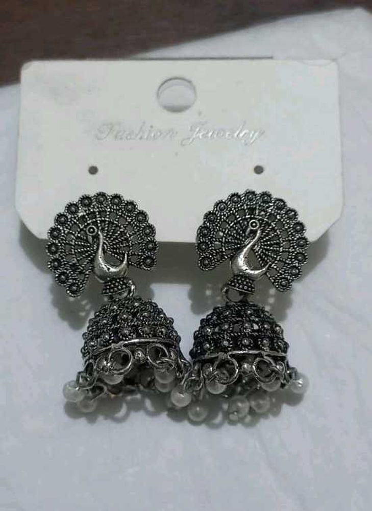Peacock Jhumka Earrings