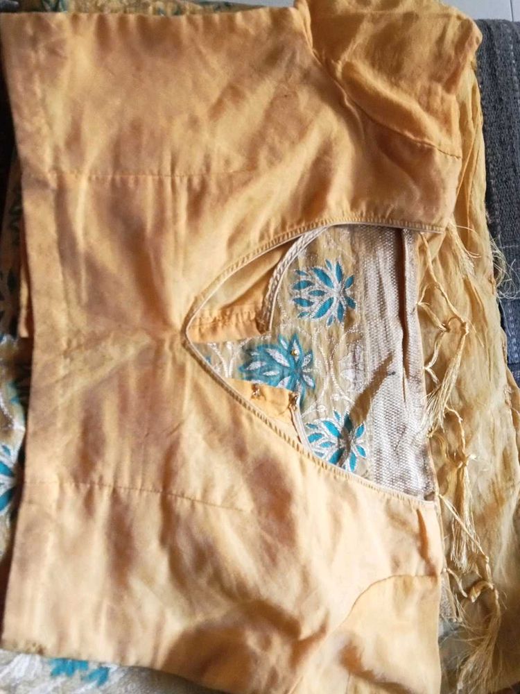 Yellow Embroidered Saree