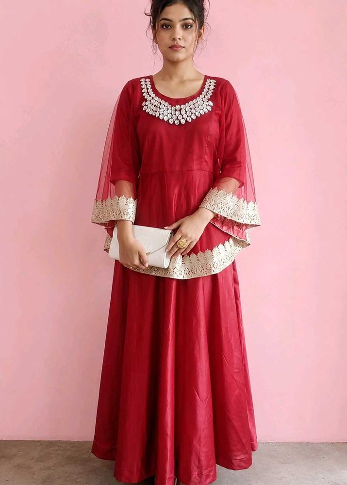 Indo Western Gown dress with detachable pochu