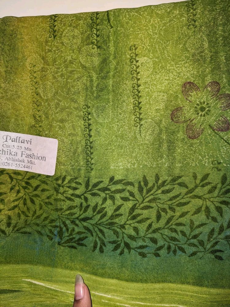 Green Printed Saree