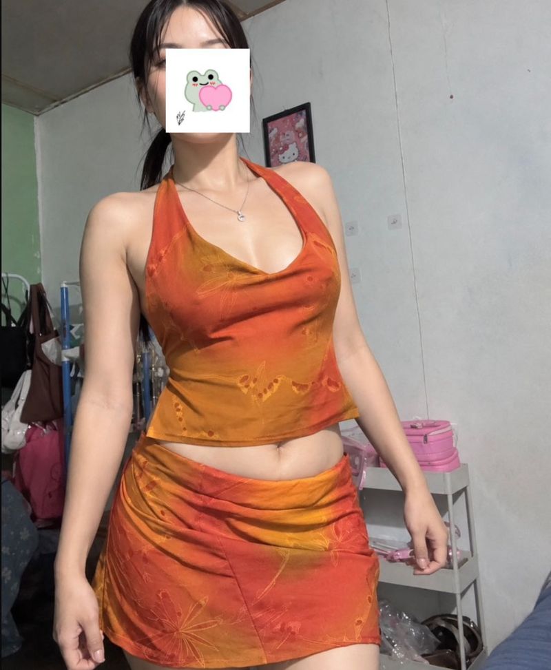 Boho Ombre Halter Top &amp; Skirt Set
