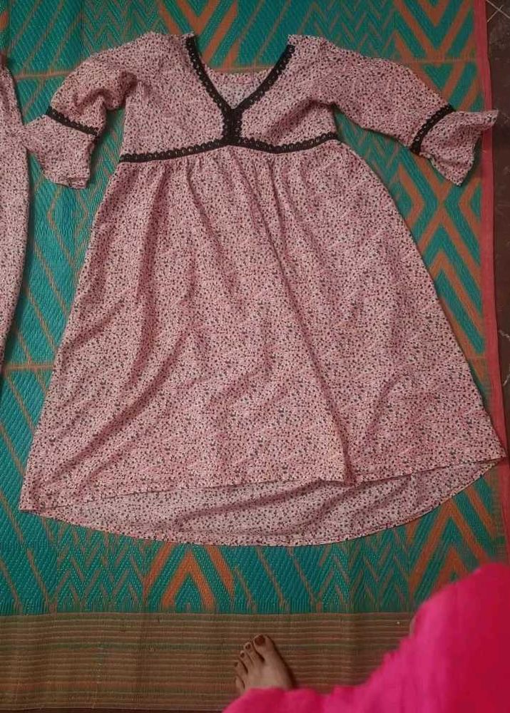 Pink Floral Print Aliya cut dress