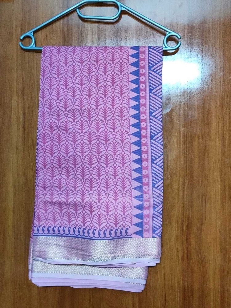 Elegant Pink &amp; Blue Saree