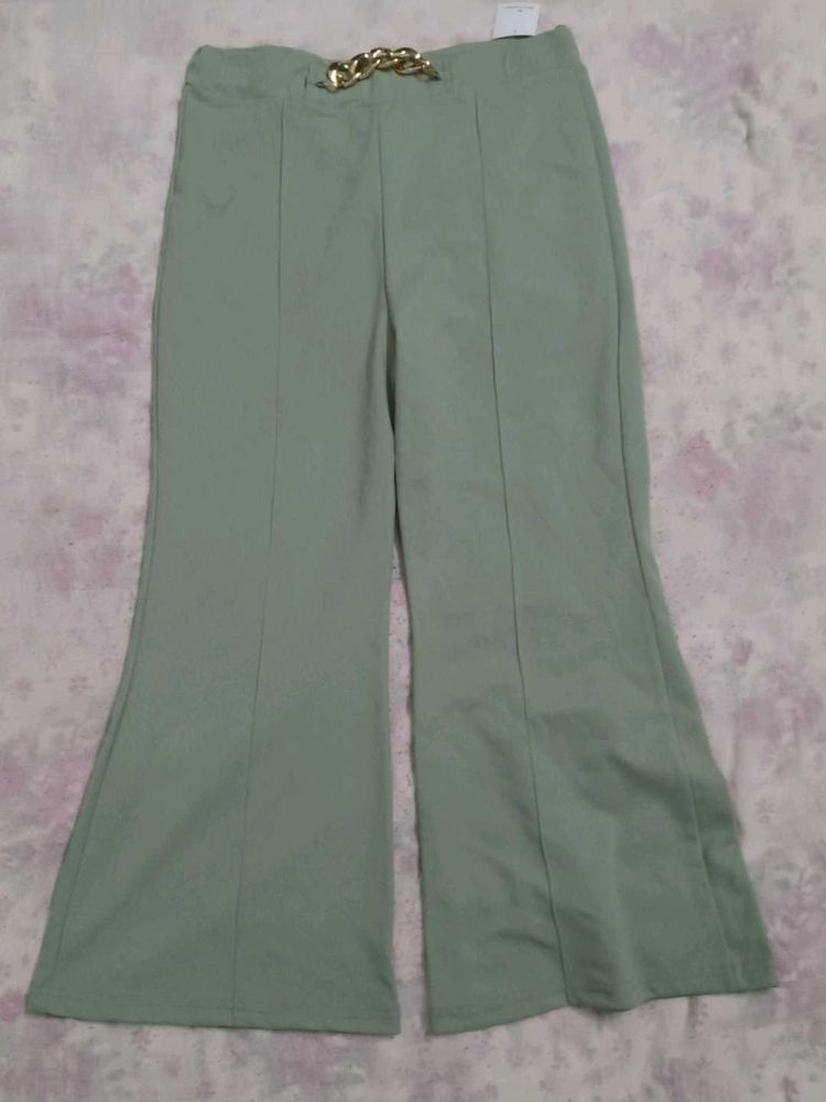 Green Flare Leg Pants
