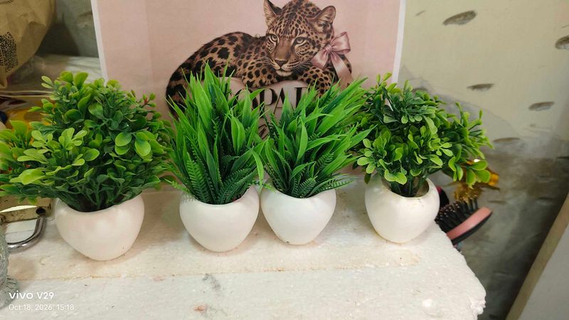 Set of 4 Artificial Potted Plants