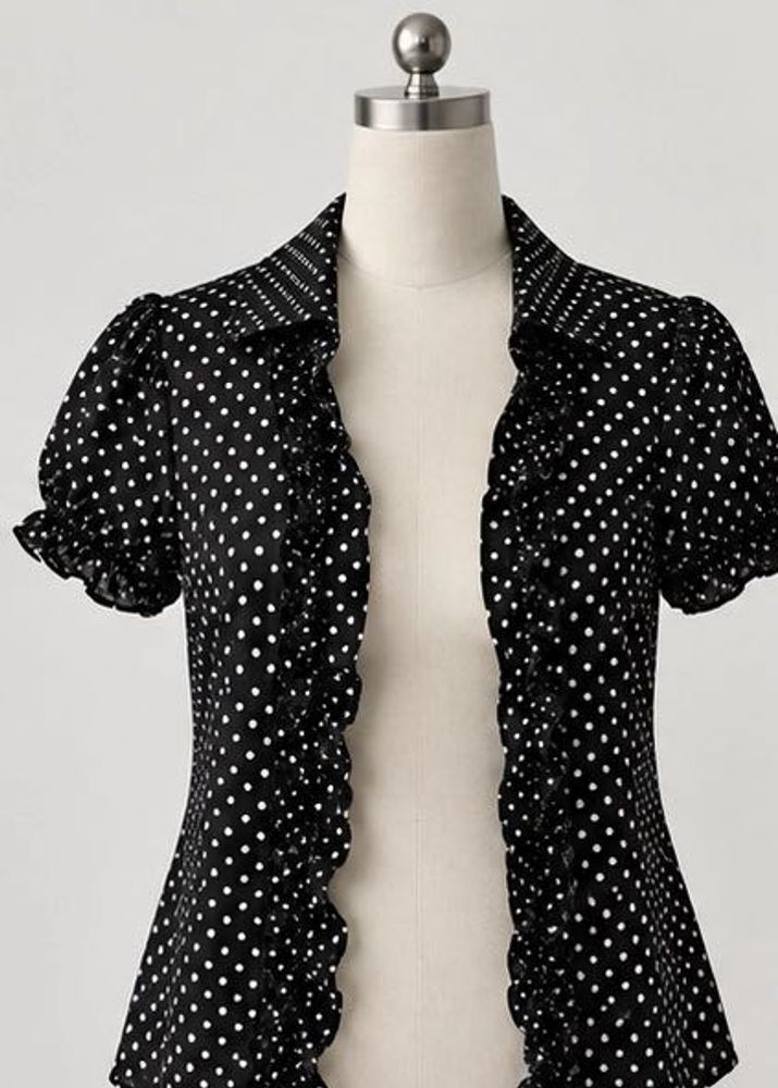 Chic Black &amp; White Polka Dot Top
