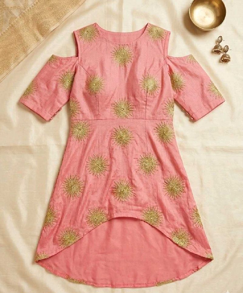 Embroidered Cold Shoulder Kurta
